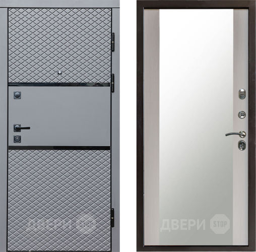 Входная металлическая Дверь Престиж Ромб Зеркало Лиственница белая в Орехово-Зуево