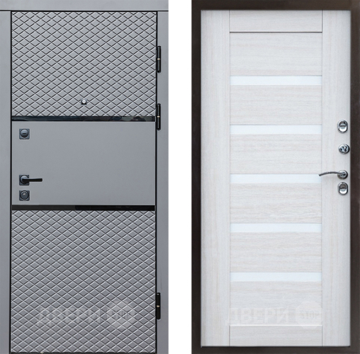 Входная металлическая Дверь Престиж Ромб Царга Лиственница белая в Орехово-Зуево