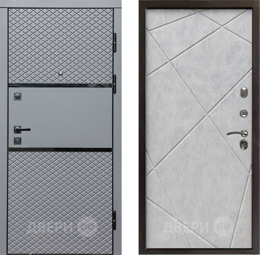 Входная металлическая Дверь Престиж Ромб Лучи Бетон светлый в Орехово-Зуево