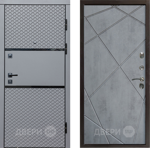 Входная металлическая Дверь Престиж Ромб Лучи Бетон темный в Орехово-Зуево