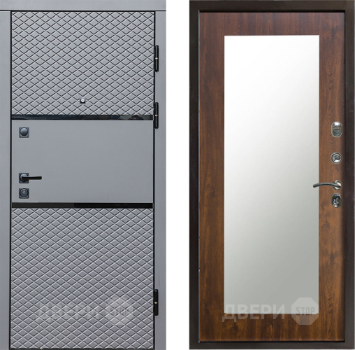 Входная металлическая Дверь Престиж Ромб Зеркло Пастораль Дуб в Орехово-Зуево