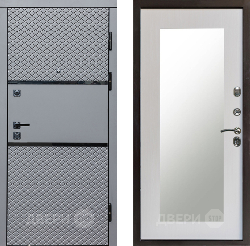 Входная металлическая Дверь Престиж Ромб Зеркло Пастораль Лиственница белая в Орехово-Зуево