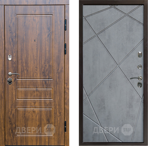 Входная металлическая Дверь Престиж Классика Дуб Лучи Бетон темный в Орехово-Зуево