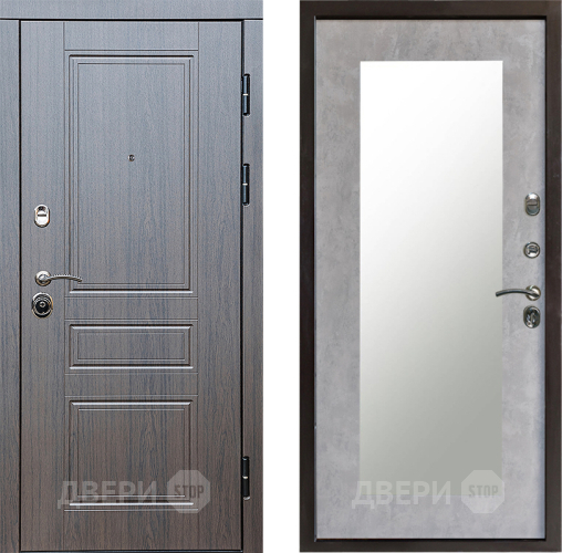 Входная металлическая Дверь Престиж Классика Венге Зеркло Пастораль Бетон светлый в Орехово-Зуево