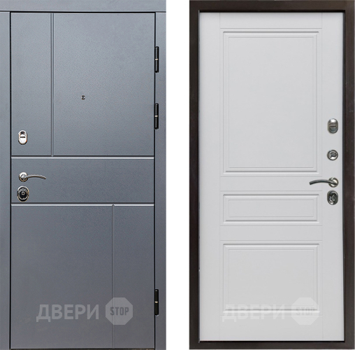 Входная металлическая Дверь Престиж Горизонт Грэй Классика Белый матовый в Орехово-Зуево