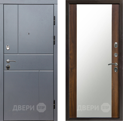 Входная металлическая Дверь Престиж Горизонт Грэй Зеркало Дуб в Орехово-Зуево