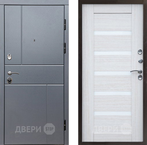 Входная металлическая Дверь Престиж Горизонт Грэй Царга Лиственница белая в Орехово-Зуево