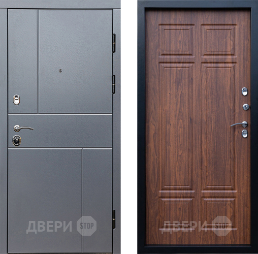 Входная металлическая Дверь Престиж Горизонт Грэй Премиум Орех темный в Орехово-Зуево