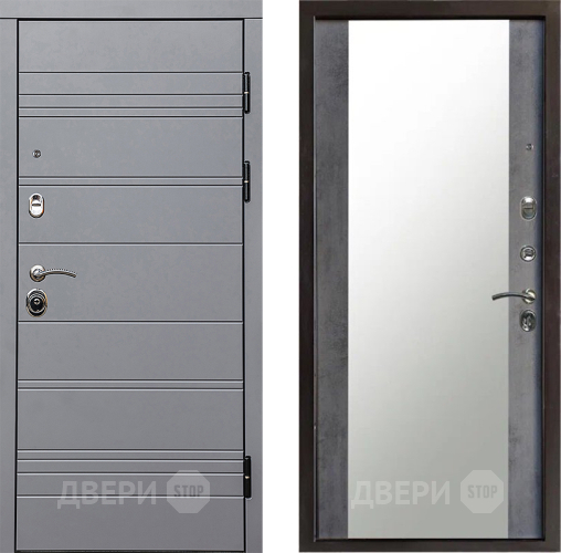 Входная металлическая Дверь Престиж Линия Грэй Зеркало Бетон темный в Орехово-Зуево