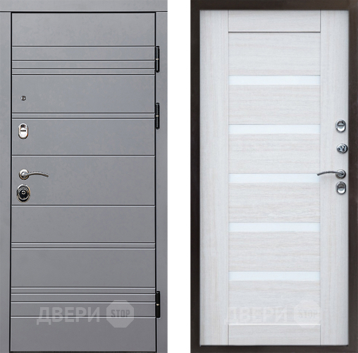 Входная металлическая Дверь Престиж Линия Грэй Царга Лиственница белая в Орехово-Зуево