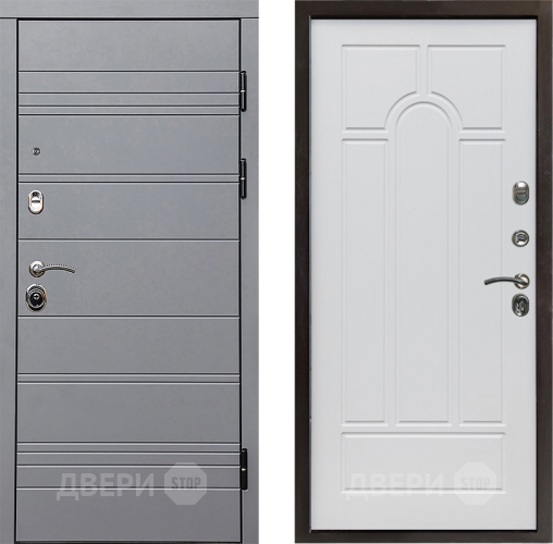 Входная металлическая Дверь Престиж Линия Грэй Арка Белое дерево в Орехово-Зуево