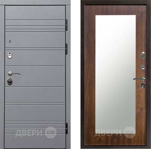 Входная металлическая Дверь Престиж Линия Грэй Зеркло Пастораль Дуб в Орехово-Зуево