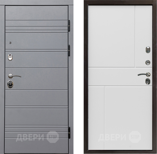Входная металлическая Дверь Престиж Линия Грэй Горизонт Бетон белый в Орехово-Зуево