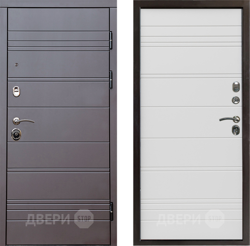 Входная металлическая Дверь Престиж Линия Браун Line Белый в Орехово-Зуево