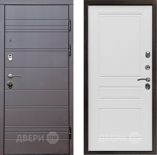 Входная металлическая Дверь Престиж Линия Браун Классика Лиственница белая в Орехово-Зуево