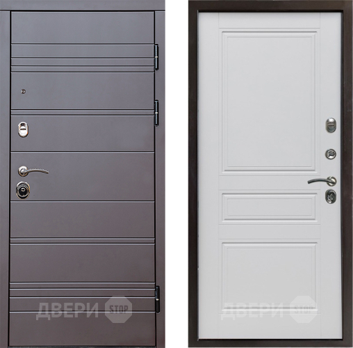 Входная металлическая Дверь Престиж Линия Браун Классика Белый матовый в Орехово-Зуево