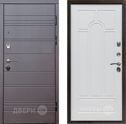 Входная металлическая Дверь Престиж Линия Браун Арка Белое дерево в Орехово-Зуево