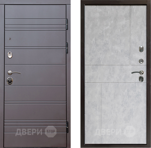 Входная металлическая Дверь Престиж Линия Браун Горизонт Бетон светлый в Орехово-Зуево
