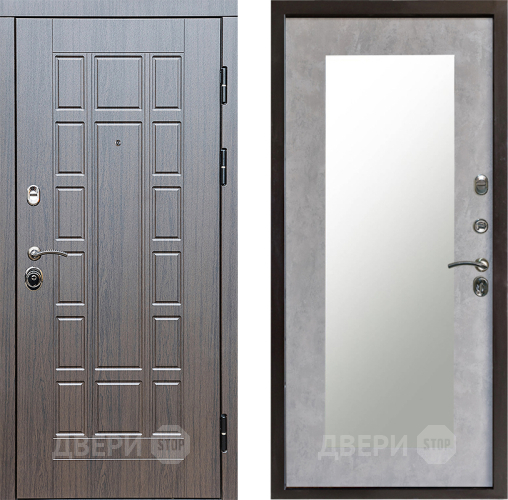 Входная металлическая Дверь Престиж Престиж Зеркло Пастораль Бетон светлый в Орехово-Зуево