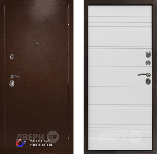 Входная металлическая Дверь Престиж Медь Line Белый в Орехово-Зуево