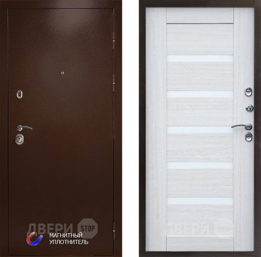 Входная металлическая Дверь Престиж Медь Царга Лиственница белая в Орехово-Зуево