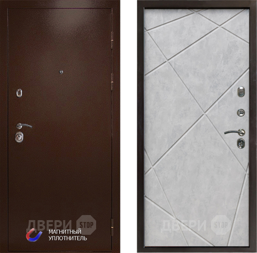 Входная металлическая Дверь Престиж Медь Лучи Бетон светлый в Орехово-Зуево