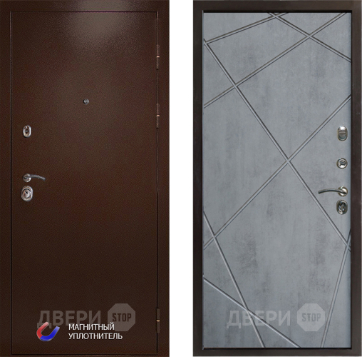 Входная металлическая Дверь Престиж Медь Лучи Бетон темный в Орехово-Зуево