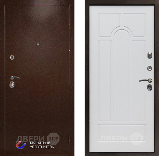 Входная металлическая Дверь Престиж Медь Арка Белое дерево в Орехово-Зуево