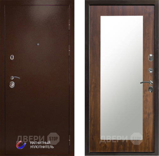 Входная металлическая Дверь Престиж Медь Зеркло Пастораль Дуб в Орехово-Зуево