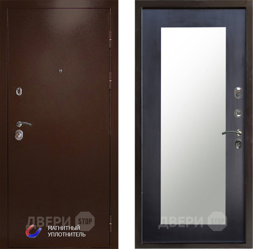Входная металлическая Дверь Престиж Медь Зеркло Пастораль Венге в Орехово-Зуево