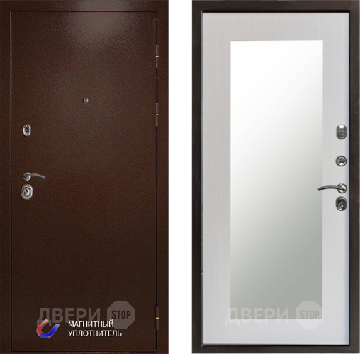 Входная металлическая Дверь Престиж Медь Зеркло Пастораль Лиственница белая в Орехово-Зуево