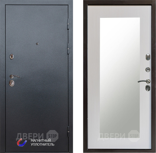 Входная металлическая Дверь Престиж Графит Зеркло Пастораль Лиственница белая в Орехово-Зуево