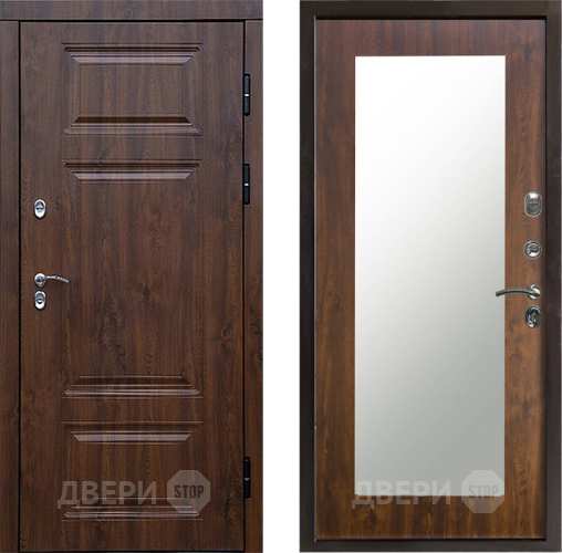 Входная металлическая Дверь Престиж TERMO с терморазрывом Премиум Орех Зеркало пастораль Дуб в Орехово-Зуево