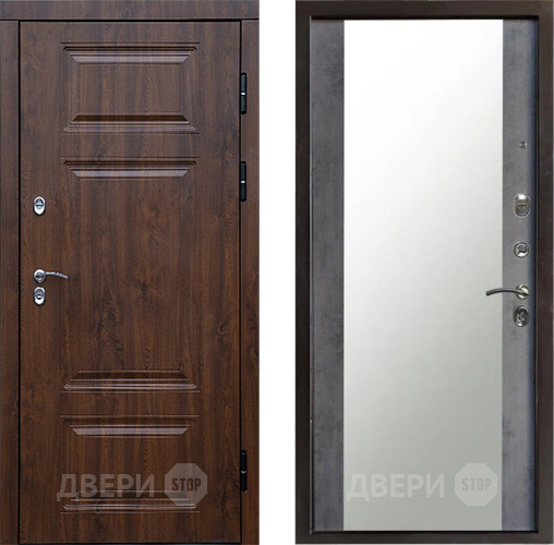 Входная металлическая Дверь Престиж TERMO с терморазрывом Премиум Орех Зеркало Бетон темный в Орехово-Зуево