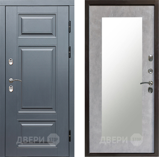 Входная металлическая Дверь Престиж TERMO с терморазрывом Премиум Грэй Зеркало пастораль Бетон светлый в Орехово-Зуево