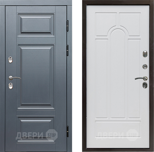 Входная металлическая Дверь Престиж TERMO с терморазрывом Премиум Грэй Арка Белое дерево в Орехово-Зуево