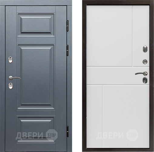 Входная металлическая Дверь Престиж TERMO с терморазрывом Премиум Грэй Горизонт Бетон белый в Орехово-Зуево