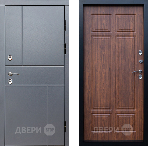 Входная металлическая Дверь Престиж TERMO с терморазрывом Горизонт Грэй Премиум Орех темный в Орехово-Зуево
