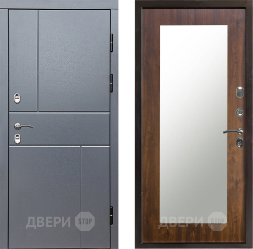 Входная металлическая Дверь Престиж TERMO с терморазрывом Горизонт Грэй Зеркало пастораль Дуб в Орехово-Зуево