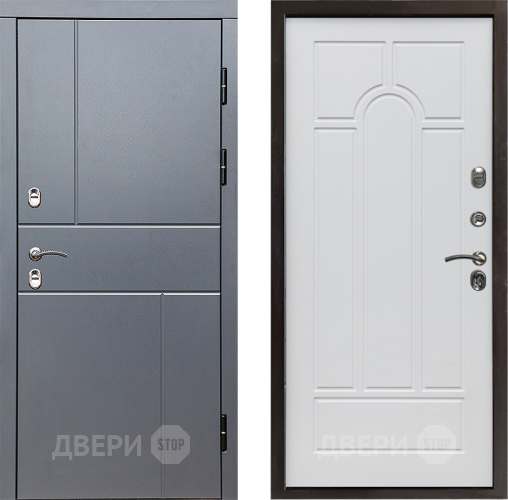 Входная металлическая Дверь Престиж TERMO с терморазрывом Горизонт Грэй Арка Белое дерево в Орехово-Зуево