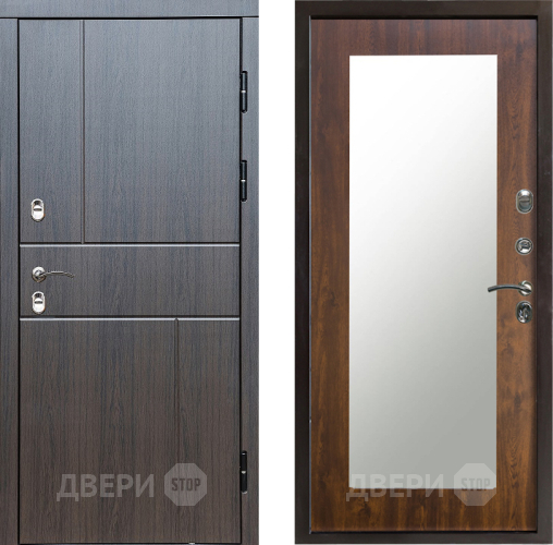 Входная металлическая Дверь Престиж TERMO с терморазрывом Горизонт Венге Зеркало пастораль Дуб в Орехово-Зуево