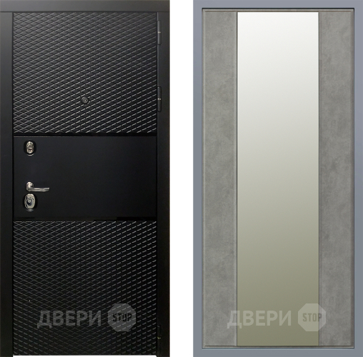 Дверь Заводские двери Тефлон Зеркало Макси Бетон темный в Орехово-Зуево