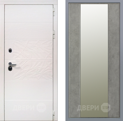 Дверь Заводские двери Дэко Вайт Зеркало Макси Бетон темный в Орехово-Зуево