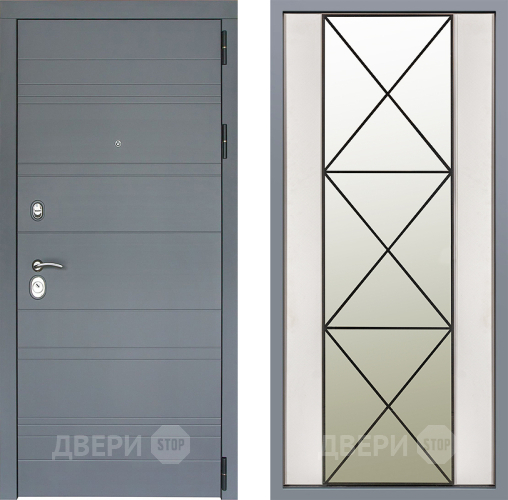 Дверь Заводские двери Лира Софт графит Зеркало Перфекто Структурное дерево в Орехово-Зуево