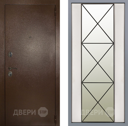 Дверь Заводские двери Эталон 3к антик медь Зеркало Перфекто Структурное дерево в Орехово-Зуево