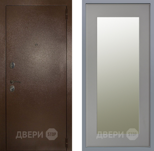 Дверь Заводские двери Эталон 3к антик медь Зеркало Модерн Грей софт в Орехово-Зуево