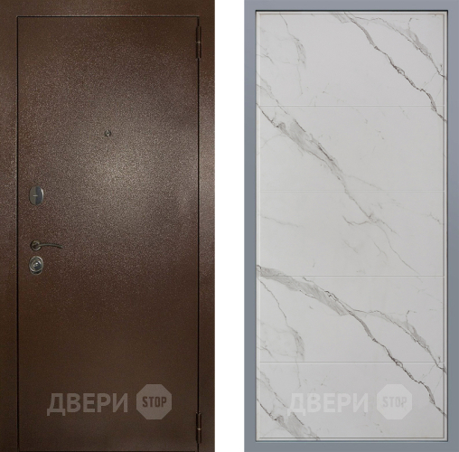 Дверь Заводские двери Эталон 3к антик медь Тривия Мрамор белый в Орехово-Зуево
