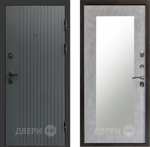 Входная металлическая Дверь Престиж Tvist Grey Зеркло Пастораль Бетон светлый в Орехово-Зуево