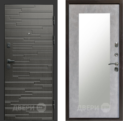 Входная металлическая Дверь Престиж Rivera Зеркло Пастораль Бетон светлый в Орехово-Зуево