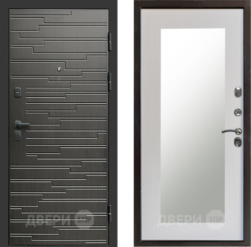 Входная металлическая Дверь Престиж Rivera Зеркло Пастораль Лиственница белая в Орехово-Зуево